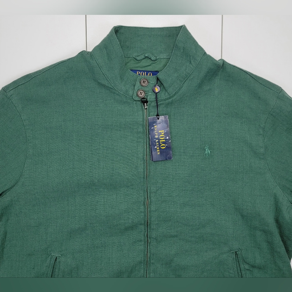 POLO RALPH LAUREN LINEN-Blend HERRINGBONE Twill Mockneck Jacket Mens Size XL New - Picture 5 of 11